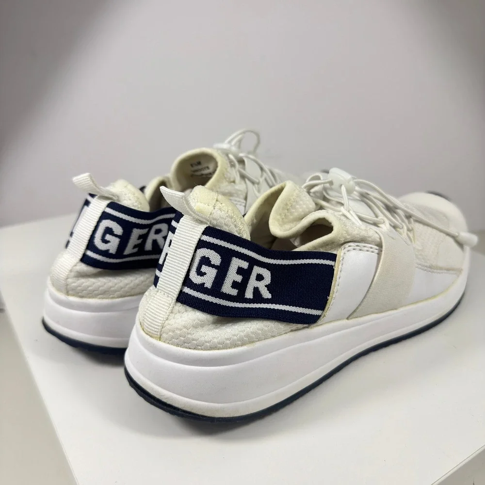 Tommy Hilfiger TWROOTS Sneakers Womens 8.5 White Navy Blue Bungee Logo Strap